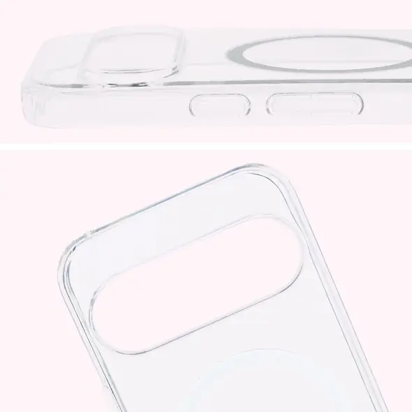 Etui z pierścieniem magnetycznym Bizon Case CrystalO do Google Pixel 10 Pro XL przezroczyste