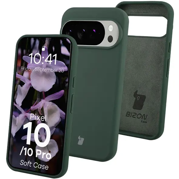Silikonowe etui Bizon Soft Case do Google Pixel 10 / 10 Pro ciemnozielone