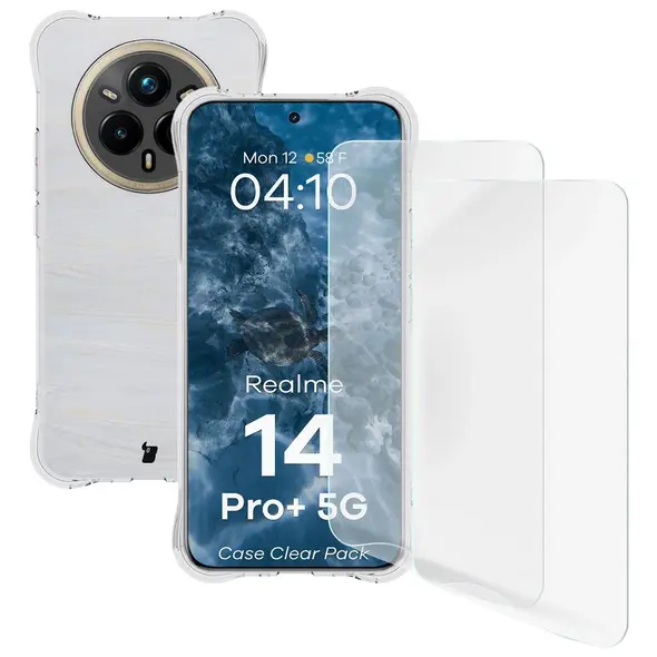 Etui + 2x folia na ekran Bizon Case Clear Pack do Realme 14 Pro+ Plus 5G