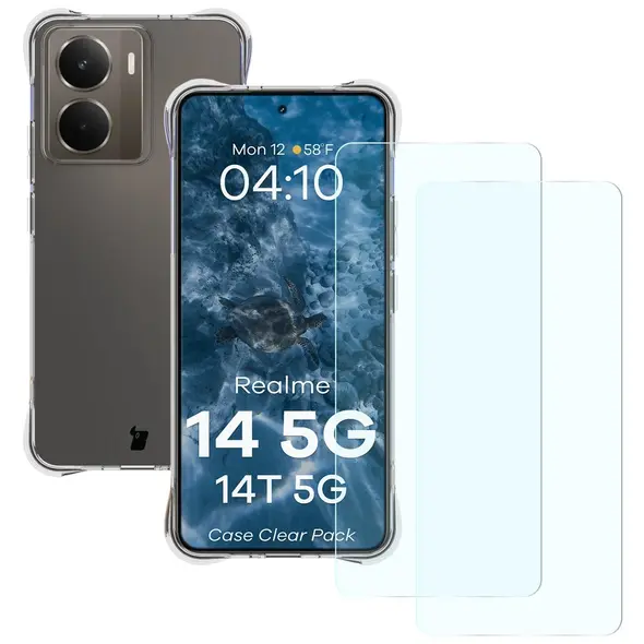 Etui + 2x szkło na ekran Bizon Case Clear Pack do Realme 14 5G / 14T 5G