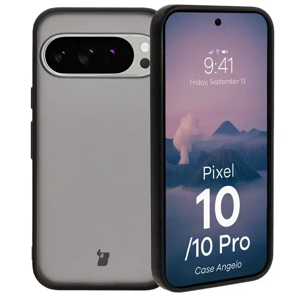 Etui Bizon Case Angelo do Google Pixel 10 / 10 Pro przydymione z czarną ramką