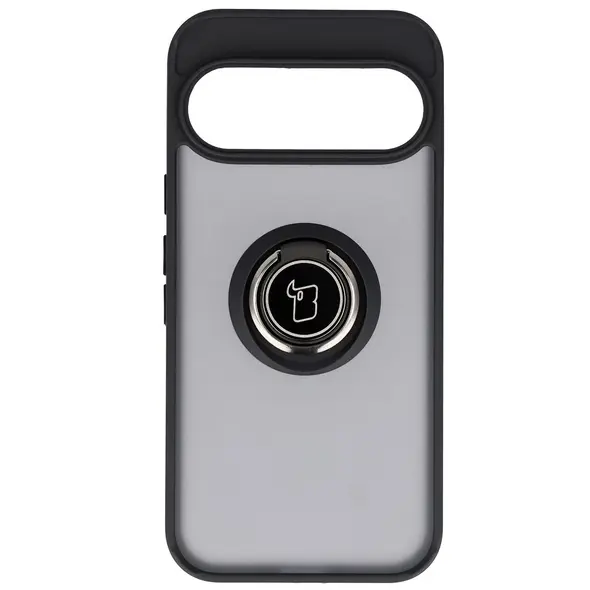 Etui z uchwytem na palec Bizon Case Hybrid Ring do Google Pixel 10 / 10 Pro przydymione z czarną ramką