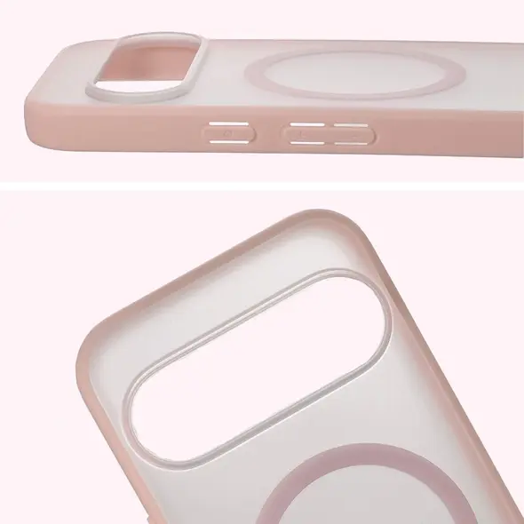 Etui z pierścieniem magnetycznym Bizon Case MatteO do Pixel 10 / 10 Pro przydymione-różowe
