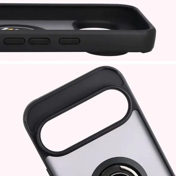 Etui z uchwytem na palec Bizon Case Hybrid Ring do Google Pixel 10 / 10 Pro przydymione z czarną ramką