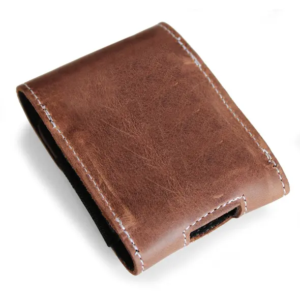 Skórzane etui ochronne LURESKO FLIP SLEEVE M do Samsung Galaxy Z Flip 3/4/5/6 Motorola Razr 50 / 40 Ultra Huawei Pocket (brąz vintage  biała nić)