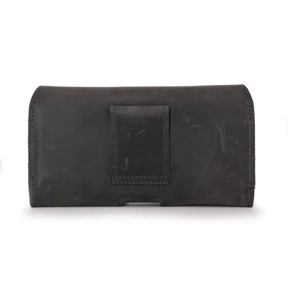 Skórzana kabura LURESKO FREYA XXL do paska etui na telefon 170x85x10mm (szary vintage szara nić)