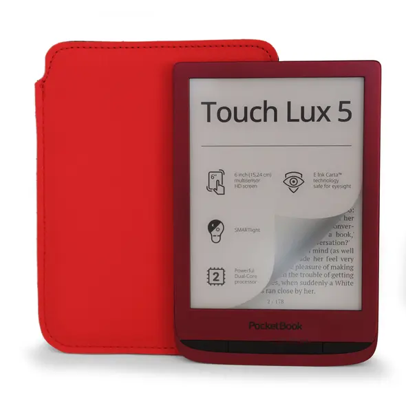 Skórzane etui wsuwane LURESKO na ebook 177x130x9mm (czerwony) (PAP)