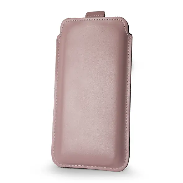 Skórzane etui wsuwane LURESKO NEW LILLA XXXL wsuwka na telefon 6.5' - 6.9' (różowy gładki biała nić)