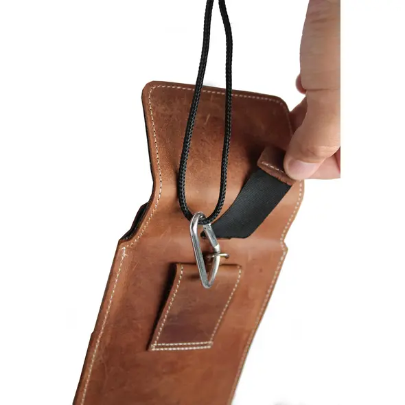 Skórzane etui LURESKO VISSA 4XL na szyję 170x80x9mm (brązowy vintage biała nić)