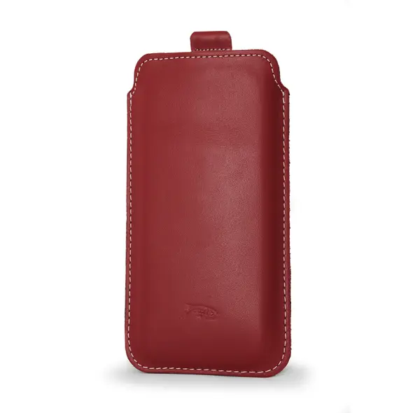 Skórzane etui wsuwane LURESKO NEW LILLA XXXL wsuwka na telefon 6.5' - 6.9' (czerwony gładki biała nić)