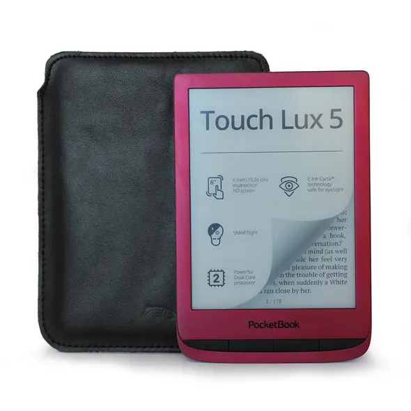 Skórzane etui LURESKO MASTER S na ebook 162x113x9mm (czarny gładki czarna nić)