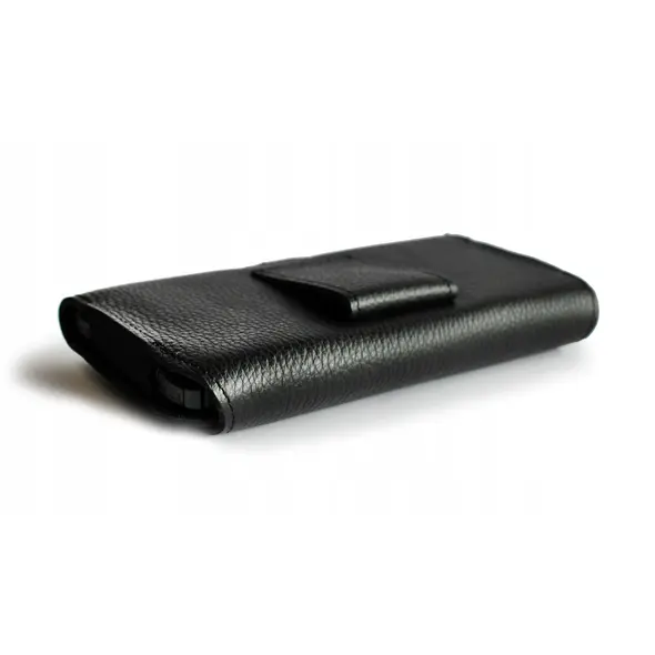 Skórzana kabura LURESKO FREYA XL do paska etui na telefon 165x82x10mm (czarny karbowany czarna nić)