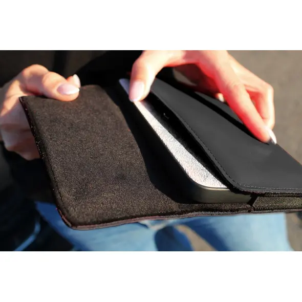 Skórzane etui ochronne LURESKO ELLA XXL na telefon - 170x85x12 / do torebki plecaka (czarny)