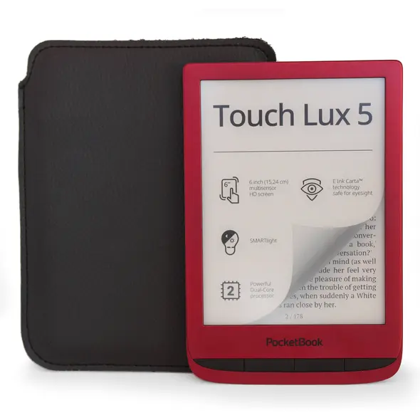 Skórzane etui wsuwane LURESKO na ebook 177x130x9mm (czarny) (PAP)