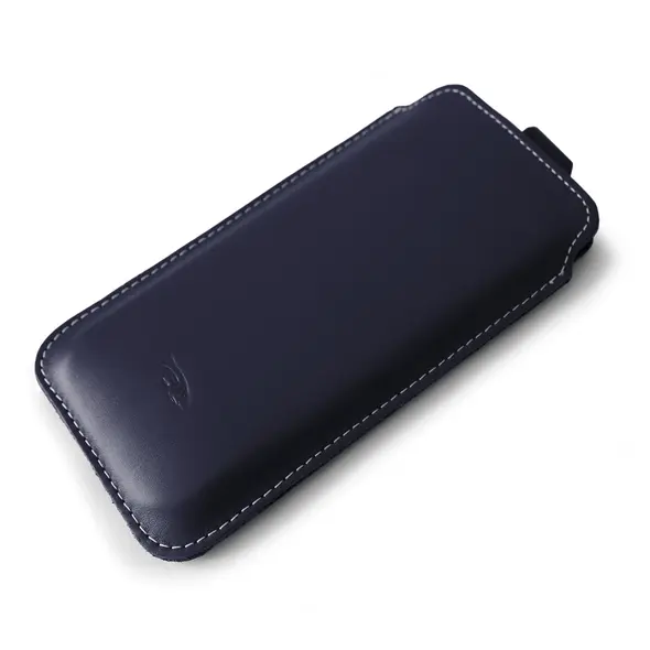 Skórzane etui wsuwane LURESKO LILLA XXXL wsuwka na telefon 6.5' - 6.9' (niebieski gładki biała nić)