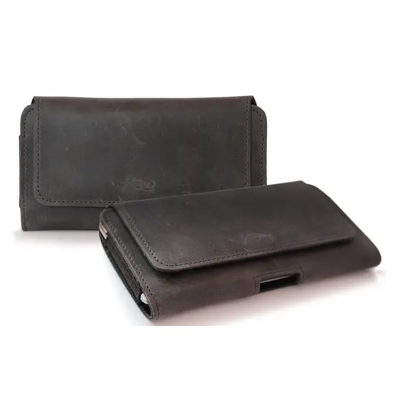 Skórzana kabura LURESKO FREYA XL do paska etui na telefon 165x82x10mm (szary vintage)