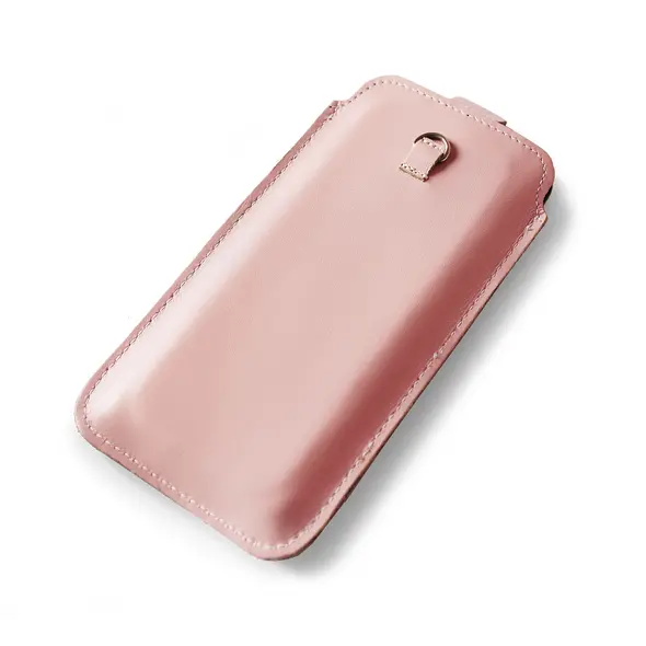 Skórzane etui uniwersalne z oczkiem na smycz LURESKO NEW ASTER XXXL wsuwka na telefon 6.5' - 6.9' (różowy biała nić)
