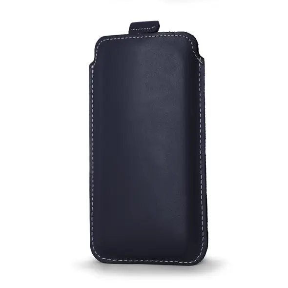 Skórzane etui wsuwane LURESKO LILLA XXXL wsuwka na telefon 6.5' - 6.9' (niebieski gładki biała nić)