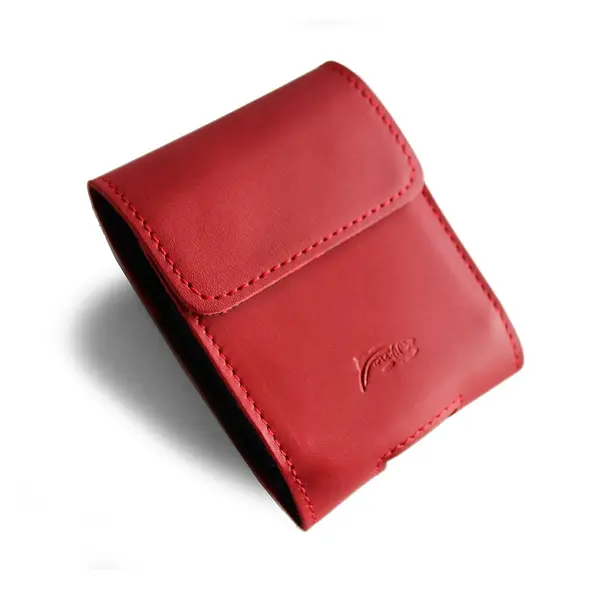 Skórzane etui ochronne LURESKO FLIP SLEEVE M do Samsung Galaxy Z Flip 3/4/5/6 Motorola Razr 50 / 40 Ultra Huawei Pocket (czerwony gładki czerwona nić)