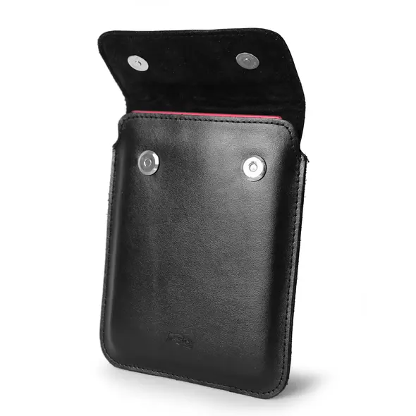 Skórzane etui LURESKO CLAYER S na ebook 162x113x9mm (magnes)(czarny gładki czarna nić)