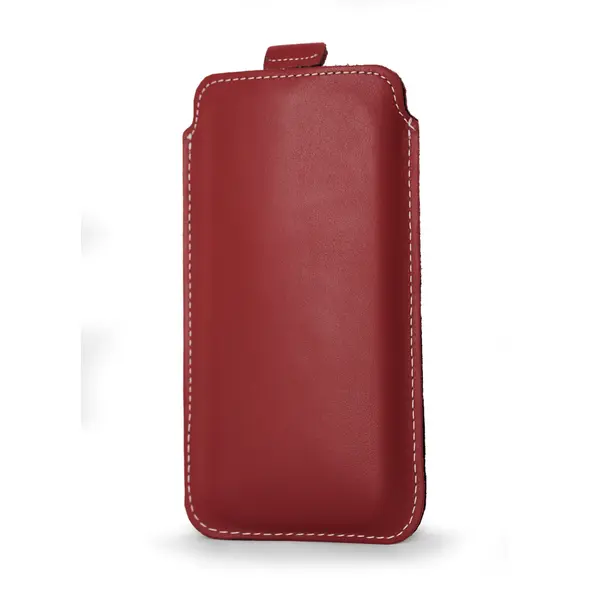 Skórzane etui wsuwane LURESKO NEW LILLA XXXL wsuwka na telefon 6.5' - 6.9' (czerwony gładki biała nić)