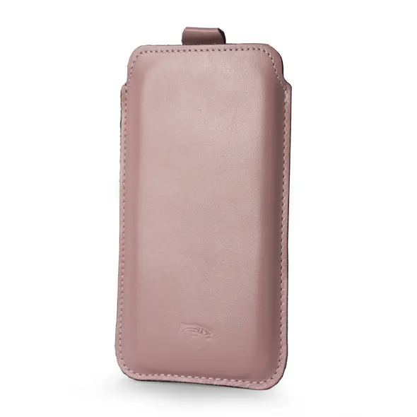 Skórzane etui wsuwane LURESKO NEW LILLA XXXL wsuwka na telefon 6.5' - 6.9' (różowy gładki biała nić)