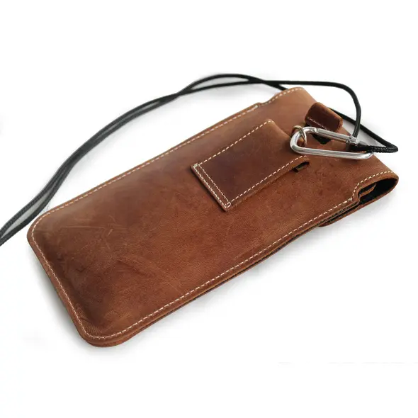 Skórzane etui LURESKO VISSA 4XL na szyję 170x80x9mm (brązowy vintage biała nić)