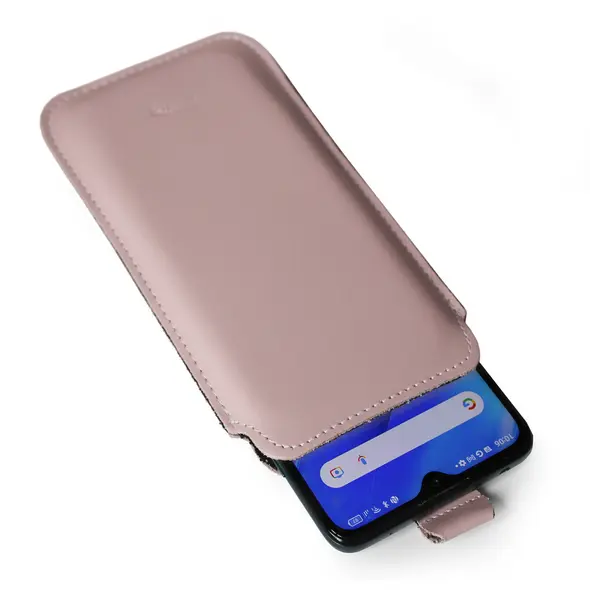 Skórzane etui wsuwane LURESKO NEW LILLA XXXL wsuwka na telefon 6.5' - 6.9' (różowy gładki biała nić)