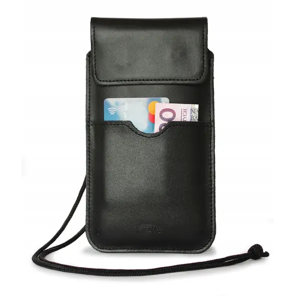 Skórzane etui LURESKO VISSA 4XL na szyję 170x80x9mm (czarny gładki czarna nić)