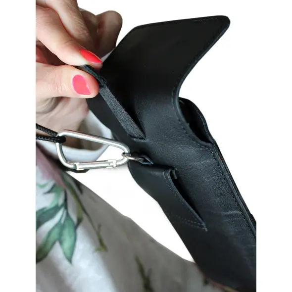 Skórzane etui LURESKO VISSA 4XL na szyję 170x80x9mm (czarny gładki czarna nić)