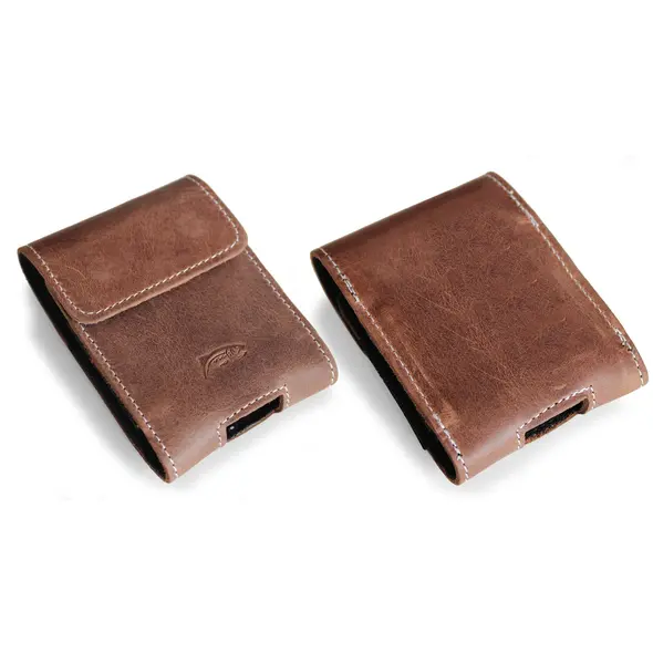 Skórzane etui ochronne LURESKO FLIP SLEEVE M do Samsung Galaxy Z Flip 3/4/5/6 Motorola Razr 50 / 40 Ultra Huawei Pocket (brąz vintage  biała nić)