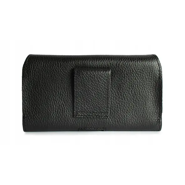 Skórzana kabura LURESKO FREYA XL do paska etui na telefon 165x82x10mm (czarny karbowany czarna nić)