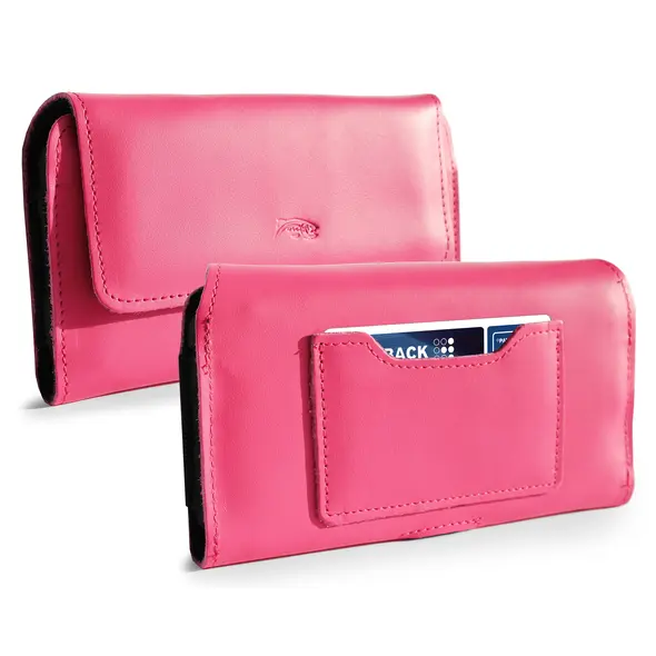 Skórzane etui ochronne LURESKO ELLA XXL na telefon - 170x85x12 / do torebki plecaka (różowy pinky)