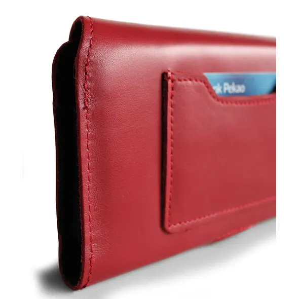 Skórzane etui ochronne LURESKO ELLA XXL na telefon - 170x85x12 / do torebki plecaka (czerwony)