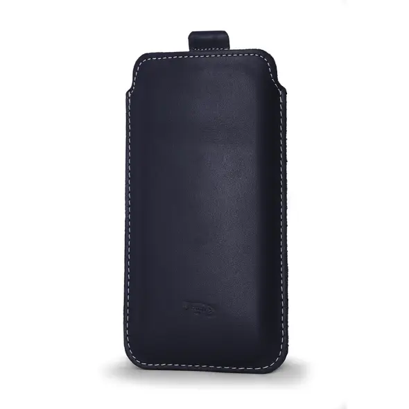 Skórzane etui wsuwane LURESKO LILLA XXXL wsuwka na telefon 6.5' - 6.9' (niebieski gładki biała nić)