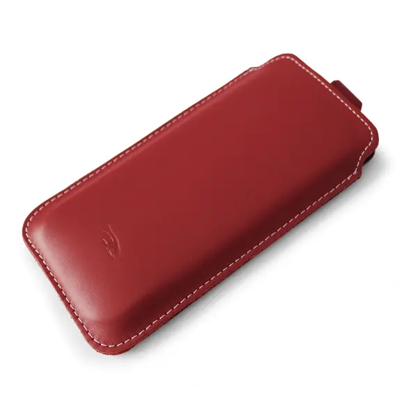 Skórzane etui wsuwane LURESKO NEW LILLA XXXL wsuwka na telefon 6.5' - 6.9' (czerwony gładki biała nić)