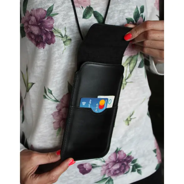 Skórzane etui LURESKO VISSA 4XL na szyję 170x80x9mm (czarny gładki czarna nić)