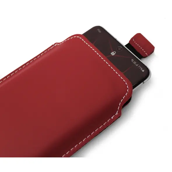 Skórzane etui wsuwane LURESKO NEW LILLA XXXL wsuwka na telefon 6.5' - 6.9' (czerwony gładki biała nić)