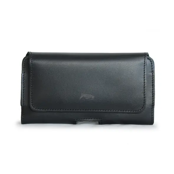 Skórzana kabura LURESKO FREYA XXL do paska etui na telefon 170x82x10mm (czarny gładki czarna nić)