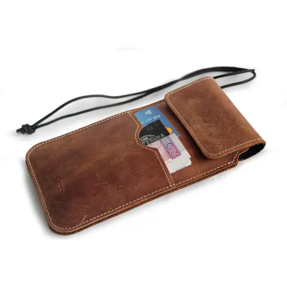 Skórzane etui LURESKO VISSA 4XL na szyję 170x80x9mm (brązowy vintage biała nić)