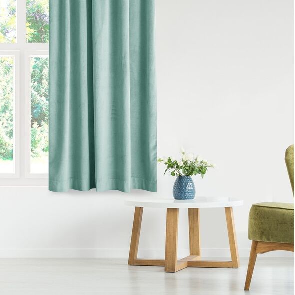 AmeliaHome Zasłona VELVET styl klasyczny przelotki srebrne 140x270 miętowa