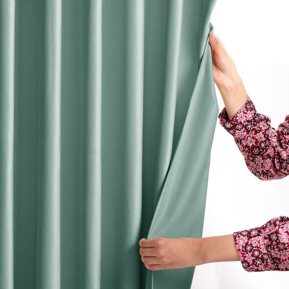AmeliaHome Zasłona VELVET styl klasyczny przelotki srebrne 140x270 miętowa