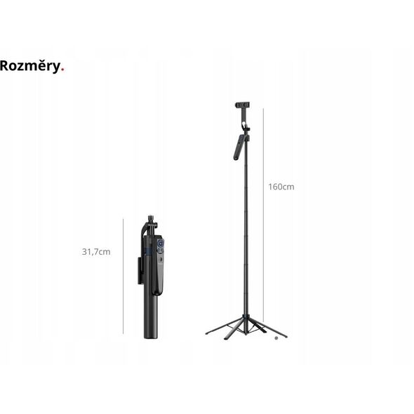 Kijek Selfie Stick Statyw 160 Cm Na Telefon Smartfon Kamerę + Pilot Telesin / Face Tracking / Es-b183 / P3-ms-01
