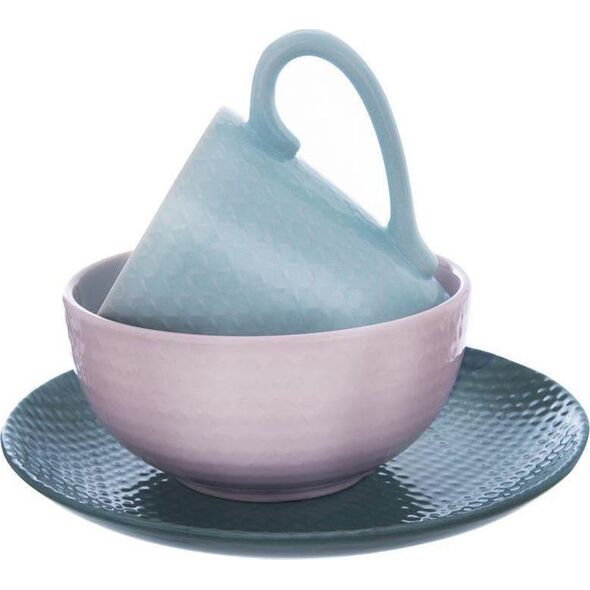 Orion Talerz deserowy płaski ceramiczny pastelowy RELIEF 21 cm zielony
