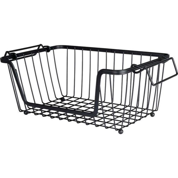 Vilde Koszyk na owoce i warzywa metalowy czarny loft 32x20x13,5 cm