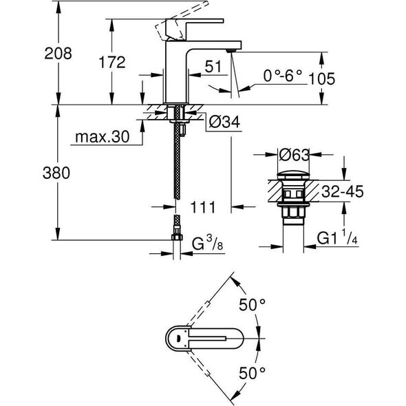 Bateria umywalkowa Grohe Bateria Umywalkowa, Rozmiar S GROHE Plus 33163003 Grohe