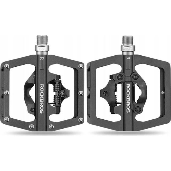RockBros Zestaw pedałów rowerowych MTB z zatrzaskami SPD Shimano - czarne ROCKBROS