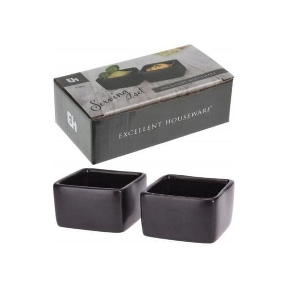 Koopman Miseczki do sosów porcelanowe czarne ozdobne 2 szt