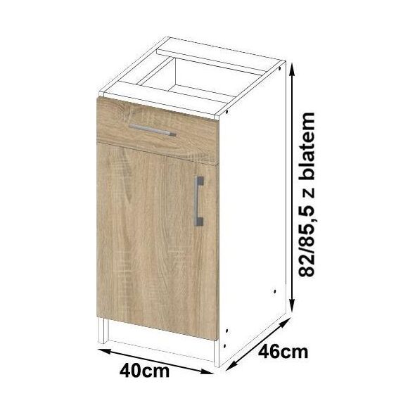 Fabryka Mebli Akord Szafka Kuchenna S40 D1SZ1 Z Blatem Lima