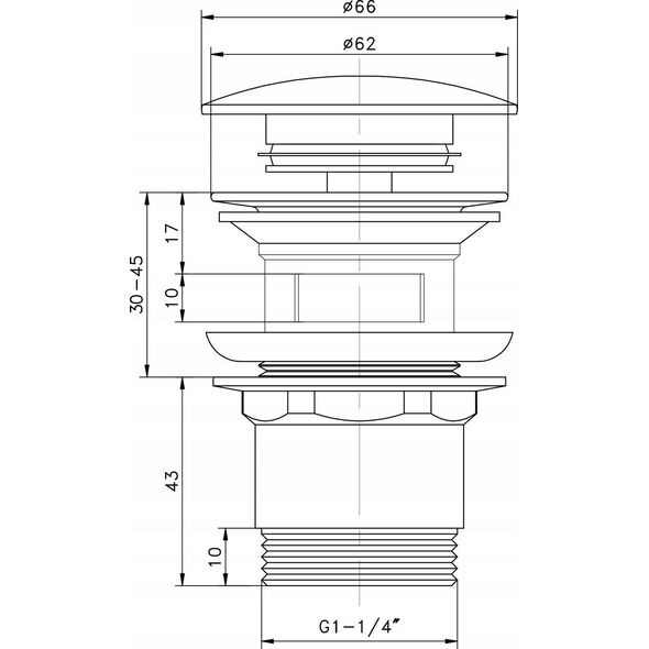 Sapho Sink bottom valve Click Clack Sapho TF7001